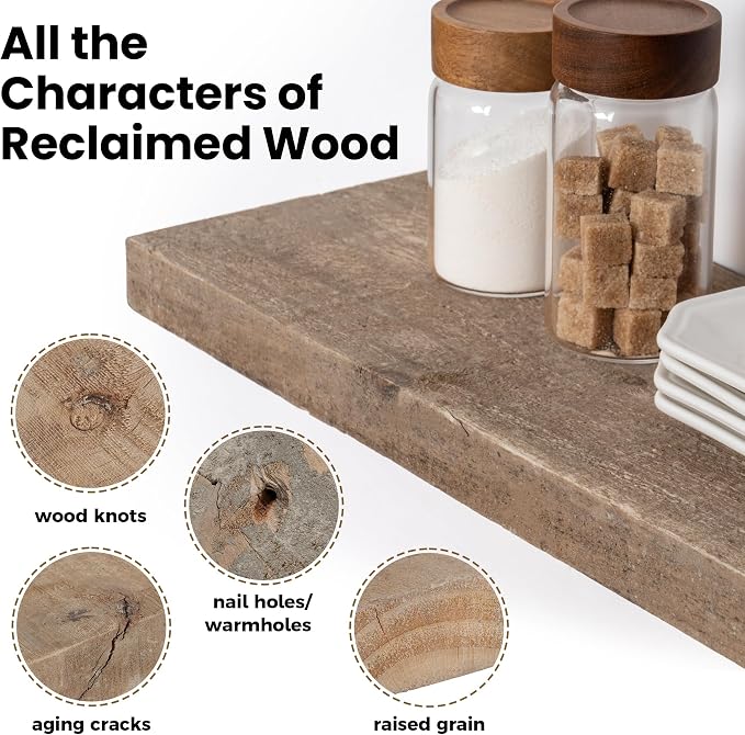 Floating Shelves | 8" Deep Rustic Reclaimed Barnwood Wall Hanging Shelves - Image 4