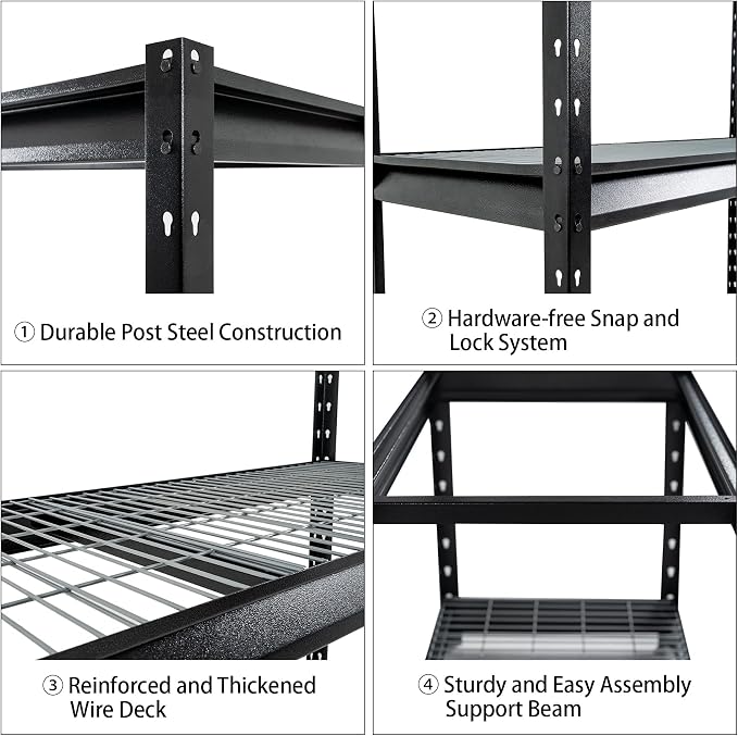 The Atlas 72" W Heavy Duty Garage Shelving Load 8000 Lbs, 4 Tier Metal Storage - Image 6