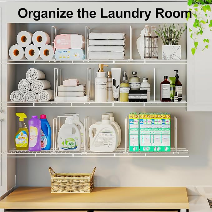 Wire Shelf Dividers for Closet: Tall 8 Pack 12-Inch Deep Adjustable Organizer - Image 9