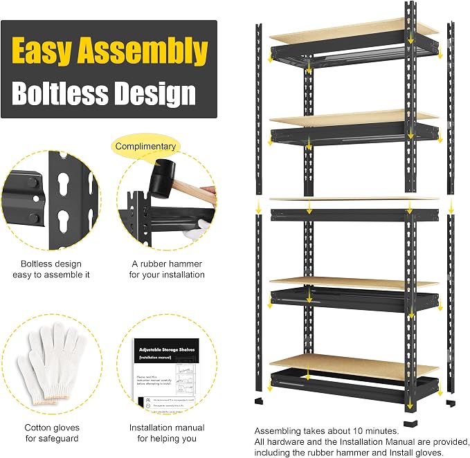 PrimeZone 32"W x 16"D x 63" H Storage Shelves - Image 8