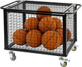 Metal Basketball Rolling Cart Sports Equipment Storage Wheel Basket Matte Black by EXOLIRY