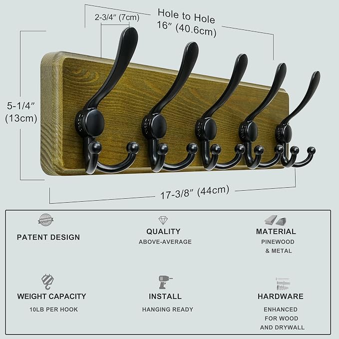 Dseap Coat Rack Wall Mount - Image 6