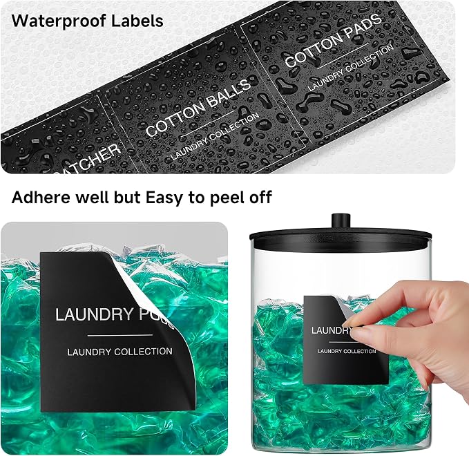 Glass Jars and Acrylic Dryer Sheet Holder, Laundry Pods Container - Image 4