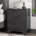 Fluted Nightstand, Mid Century Modern Wood Night Stand by Xixini