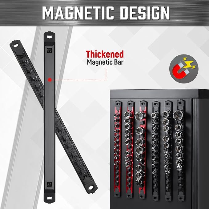 ALOANES 6-Piece Magnetic Socket Organizer, Heavy Duty Aluminum Rails - Image 5