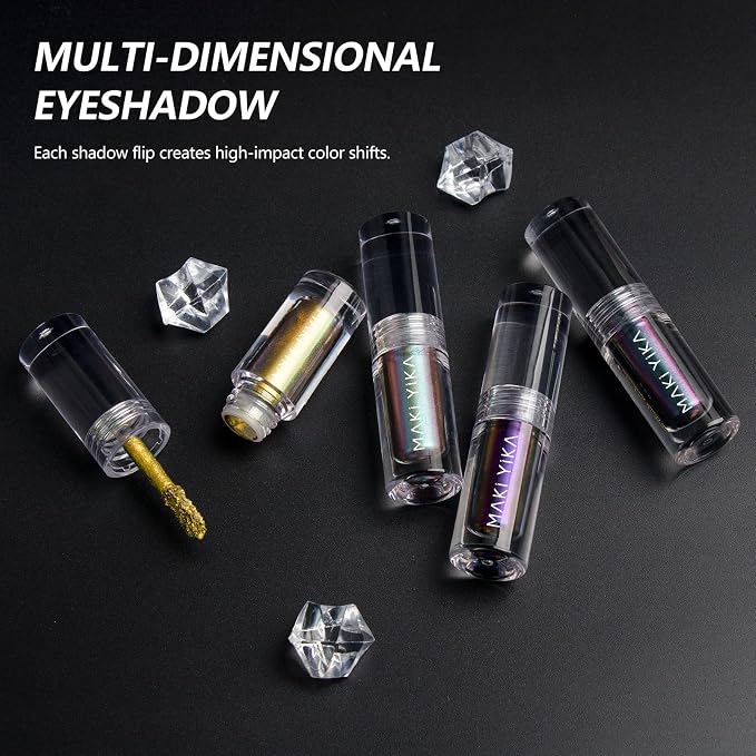 MAKI YIKA Glitter Eyeshadow Rose Pink Liquid Multichrome Eyeshadows Long Lasting - Image 7