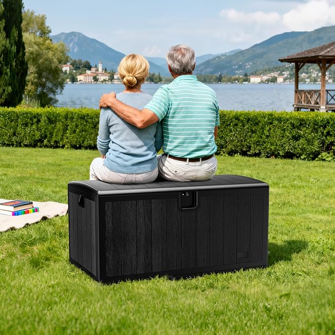 JEKO&JEKO 75 Gallon Outdoor Storage Box, Large Plastic Deck Box - Image 7