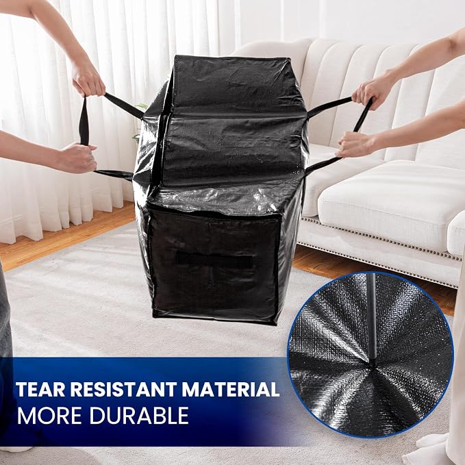 TAILI Extra Large Moving Bags, 8 Pack Black Heavy Duty Totes - Image 5