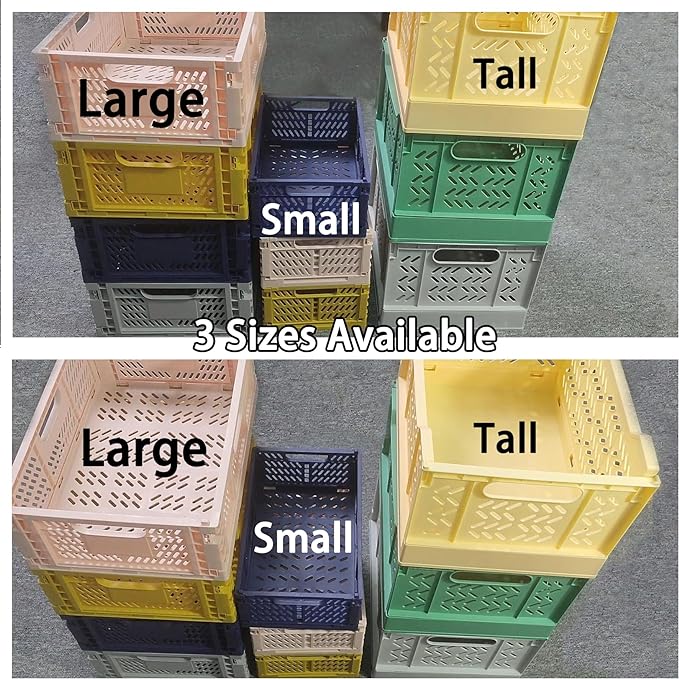 Domiella 2-Pack Crates for Storage, Storage Crates Plastic Stackable, Foldable - Image 3
