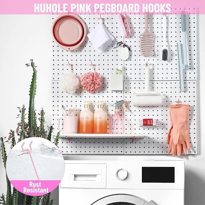 HUHOLE Pegboard Hooks 2 Inch 50PC, Fit 1/4" or 1/8" Pegboard, Ideal Peg Board - Image 6