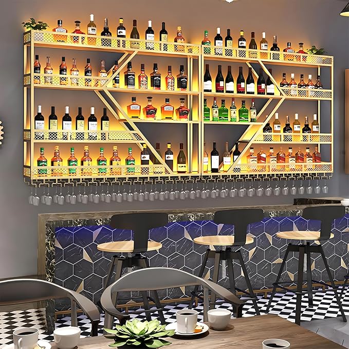 79in Metal Wine Rack Wall Mounted, Modern Wine Storage Rack Wall Mounted - Image 7