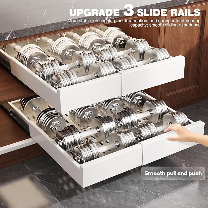 2 Pack Pull Out Cabinet Organizer Expandable Width and Depth, Slide Out Drawers - Image 6