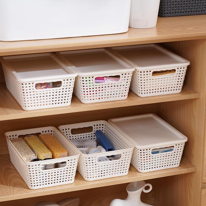 Plastic Storage Baskets With Lid, Storage Bins - Image 7