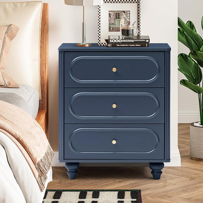 3 Drawer Fluted Dresser for Bedroom Set of 2, Mid Century Modern Chest of - Image 8