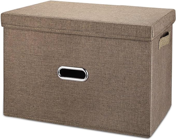 Linen Fabric Collapsible Storage Bins by Unknown