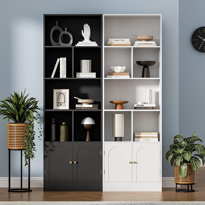 71" Tall Bookshelf with 6 Cubes and 2 Doors, 4-Tier Bookshelf, Open Shelf - Image 5
