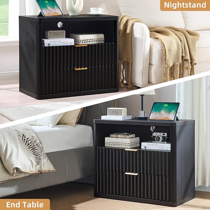 LEYAOYAO 31" Wide Fluted Night Stand Set of 2 - Image 9