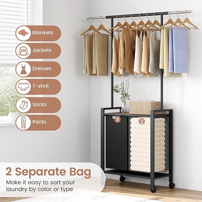 Laundry Sorter 2 Section Laundry Hamper Sorter - Image 6