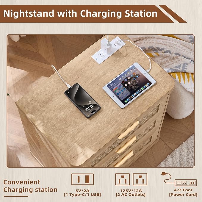 LEYAOYAO Rattan Night Stand Set of 2 - Image 4
