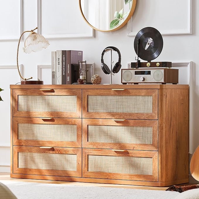 LEYAOYAO Rattan 6 Drawer Dresser - Image 3