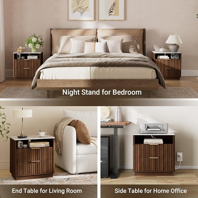 Large Fluted Night Stand Set of 2 - Image 7