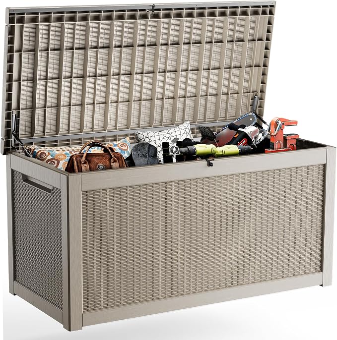 320 Gallon Outdoor Deck Box, Storage Lockable Waterproof Patio Furniture by MAIUSCOLI