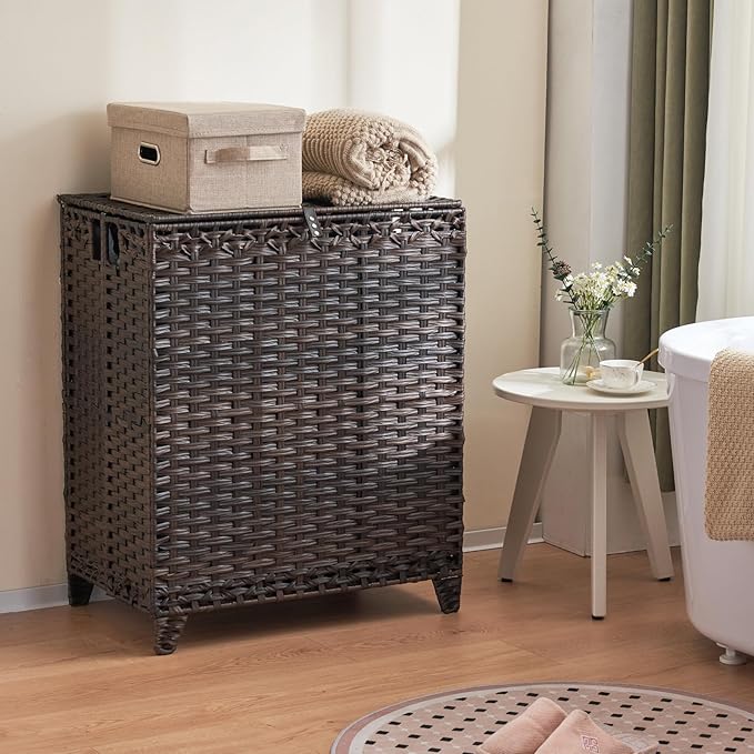 Laundry Hamper with Lid, 190L Large Laundry Basket 3 Section with 6 Removable - Image 3