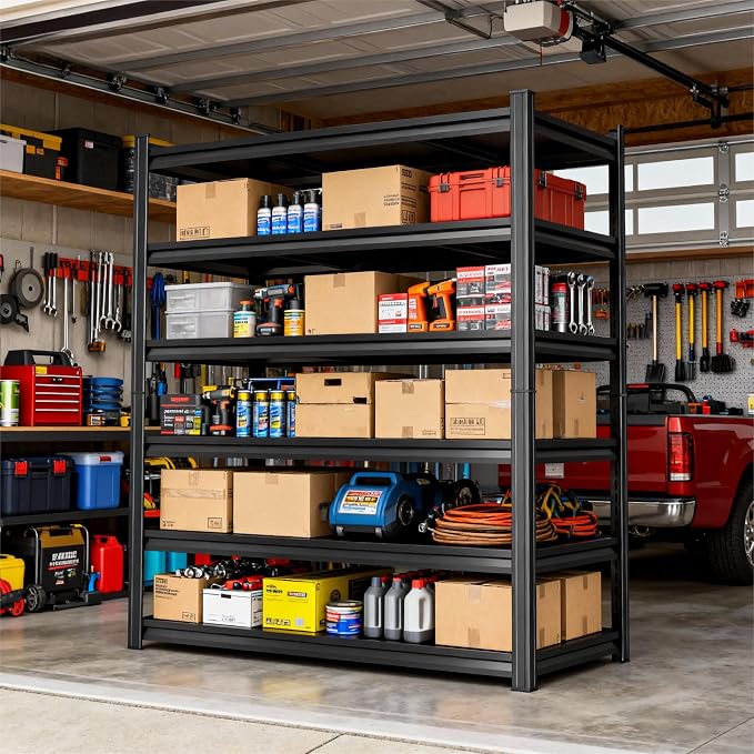 Storage Shelves, Garage Metal Shelving Unit, Adjustable, Double-Layer Column - Image 2