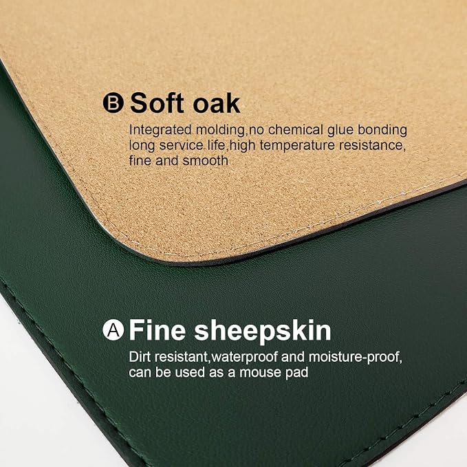 DAWNTREES Dual Sided Desk Mat, Leather Desk Pad, Cork Desk Mat Protector - Image 4