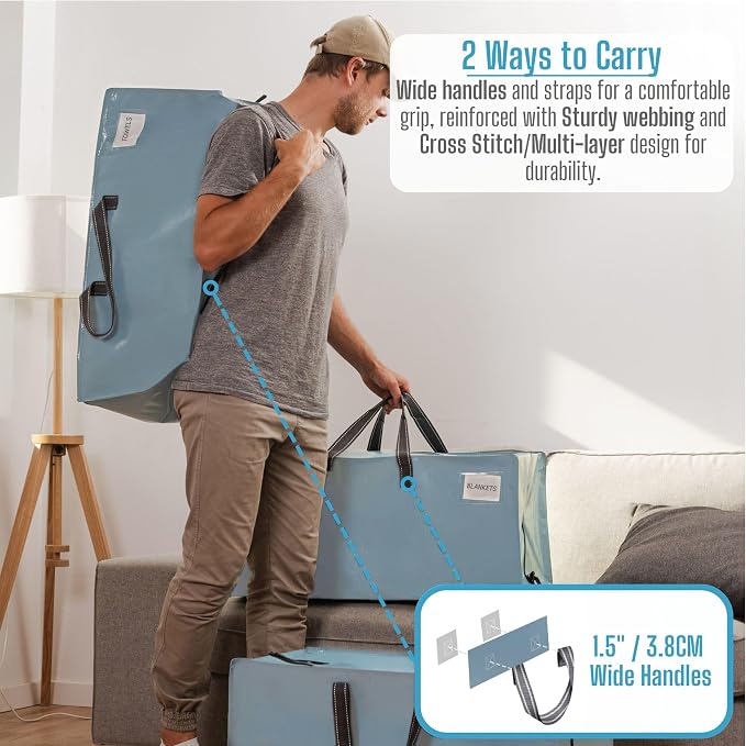 VENO 4 Pack Moving Bags w/Backpack Straps, Heavy Duty, Moving Boxes Alternative - Image 2