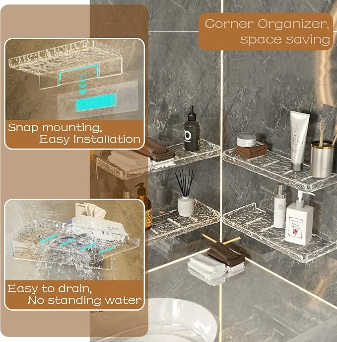 2 Piece Shower Organizer, Wall Floating Shelf - Image 4
