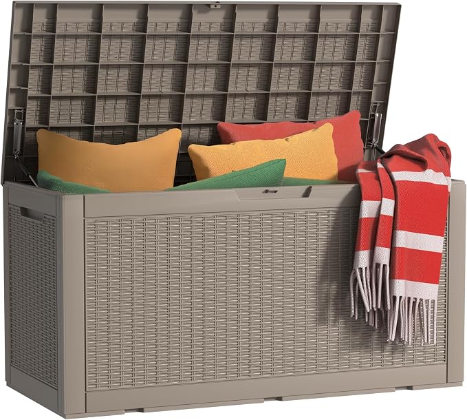 120 Gallon Outdoor Deck Box, Storage Lockable Waterproof Patio Furniture by MAIUSCOLI