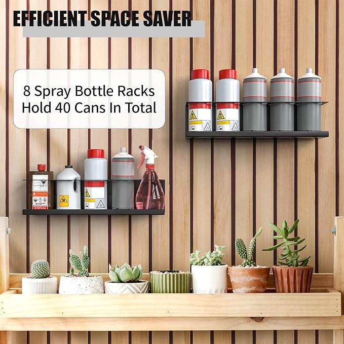 8 Pack Spray Bottle Holder Wall-Mounted, Aerosol Spray Can Holder Storage Rack - Image 7