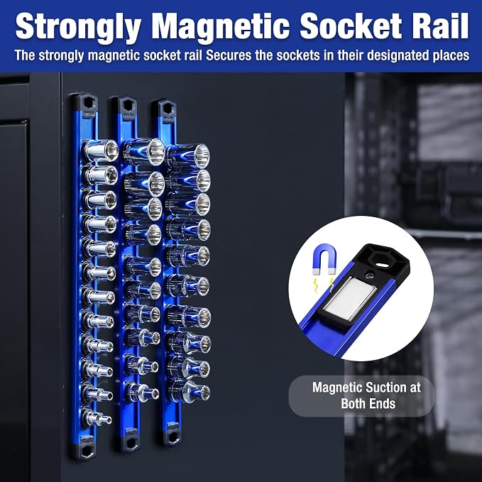 WORKPRO Magnetic Socket Organizer, 1/4-Inch Drive Aluminum Alloy Sockets Rail - Image 9
