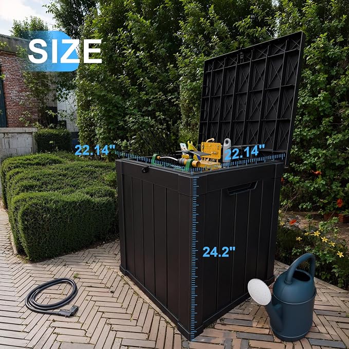 50 Gallon Resin Deck Box, Lockable Outdoor Storage Box - Image 3