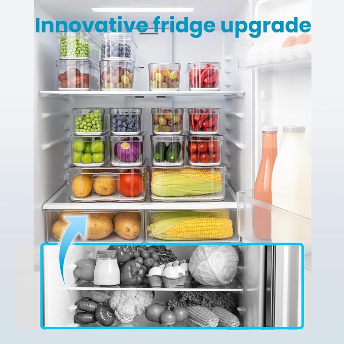 8 Pack Refrigerator Organizers, Stackable Storage Containers - Image 6