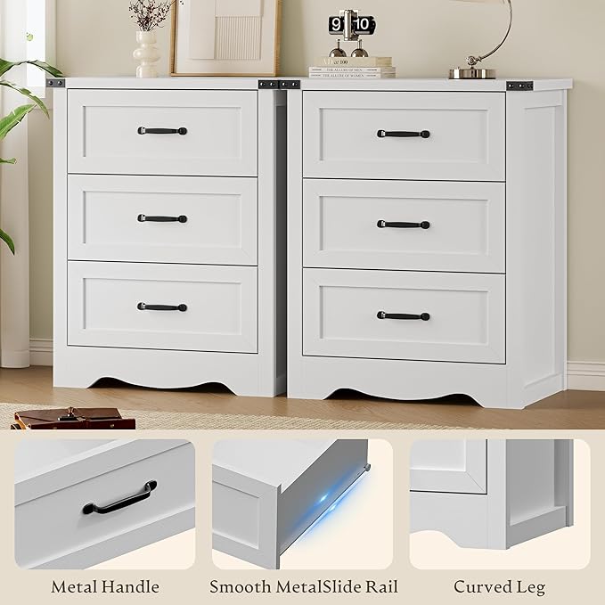 3-Drawer Dresser for Bedroom, Small Wooden Chest of Drawers - Image 5