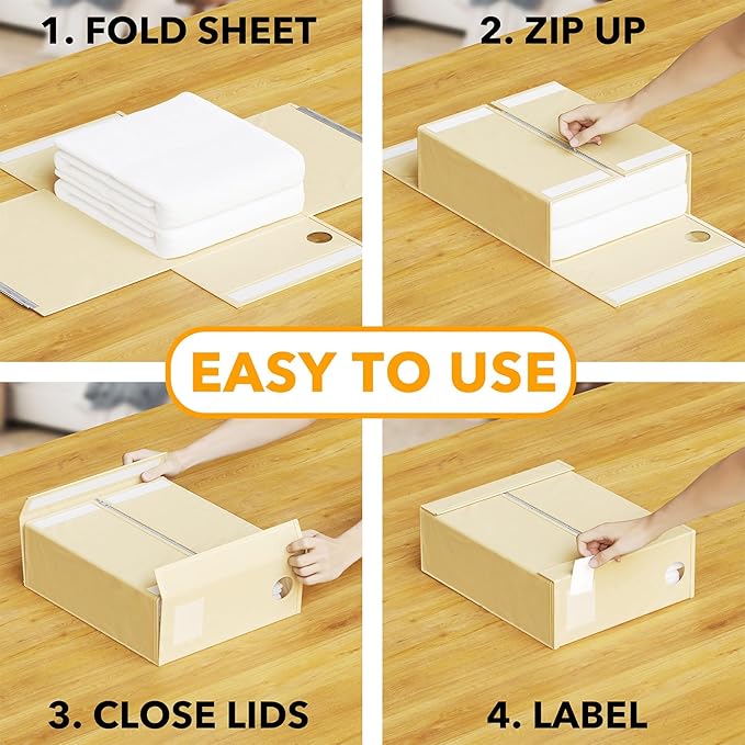 SpaceAid 4 Pack Bed Sheet Organizers and Storage, Foldable Sheet Organizer - Image 4