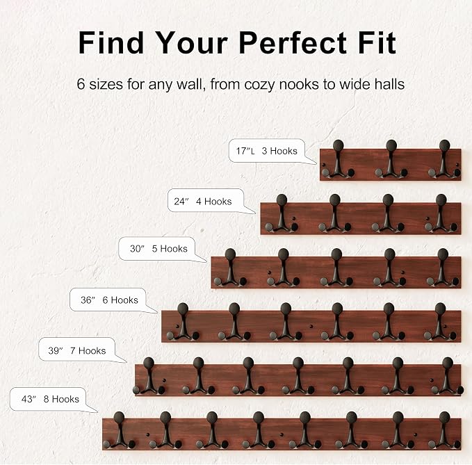 SKOLOO 24-Inch Wood Coat Rack Wall Mount - Image 6