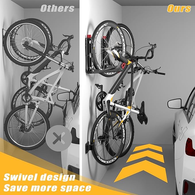 TORACK BIKEPAL Space Saving Wall Mounted Swivel Bike Racks, Vertical Bike Wall - Image 4