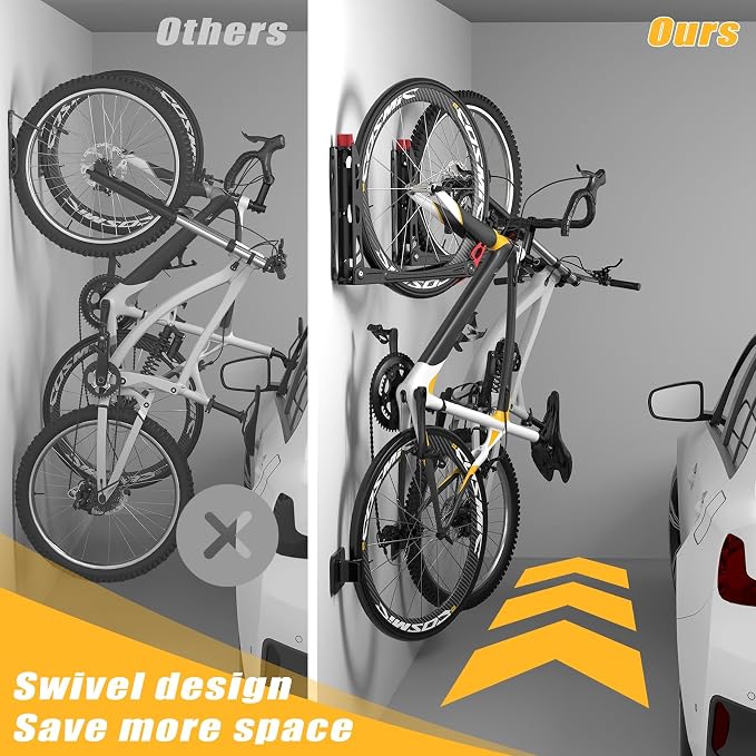 TORACK BIKEPAL No Lift Swivel Bike Rack, Space Saving Vertical Wall Mount Bike - Image 5