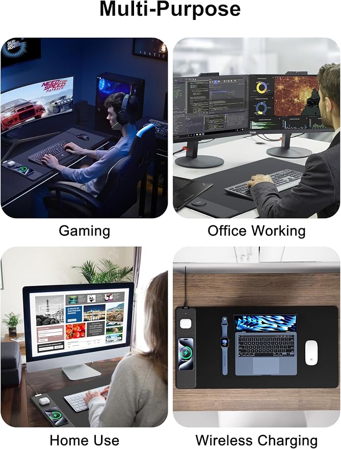 TopMade Wireless Charging Mouse Pad, Gaming Mousepad Home Office Large Desk Pad - Image 7