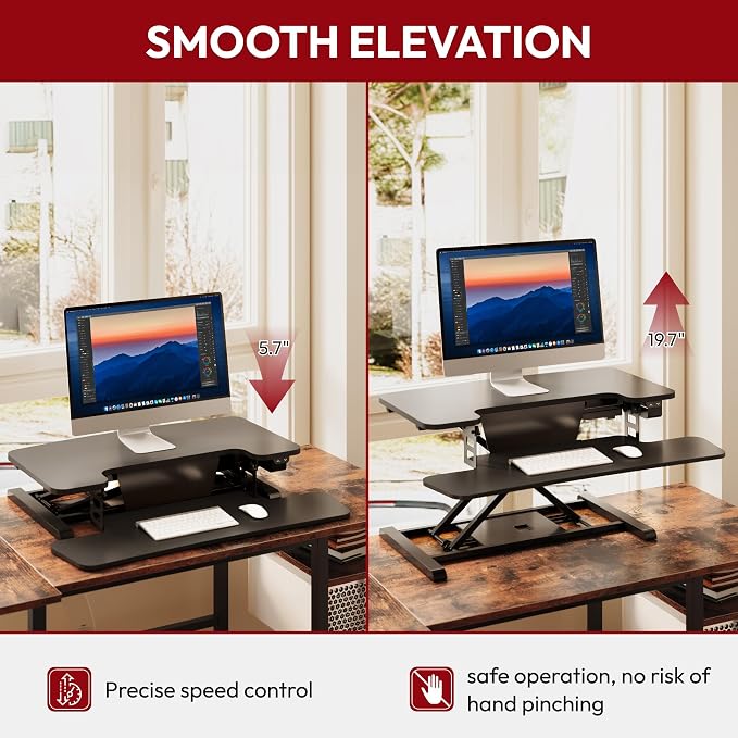 SANODESK 32" Electric Standing Desk Converter, Height Adjustable Riser - Image 4