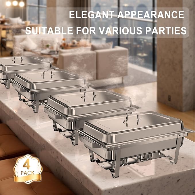 Chafing Dishes for Buffet 2 Pack, 11QT Stainless Steel Food Warmers for Parties - Image 7