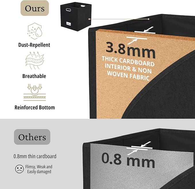 DECOMOMO Black Storage Bins, 11 inch Cube Storage Bin - Image 6