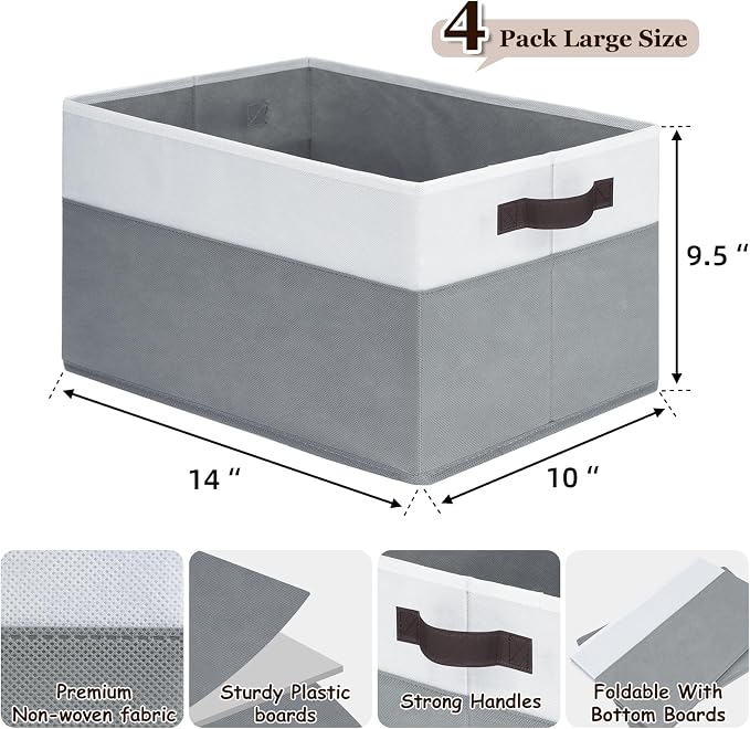 4 Pack Large Closet Storage Baskets Bins - Image 2