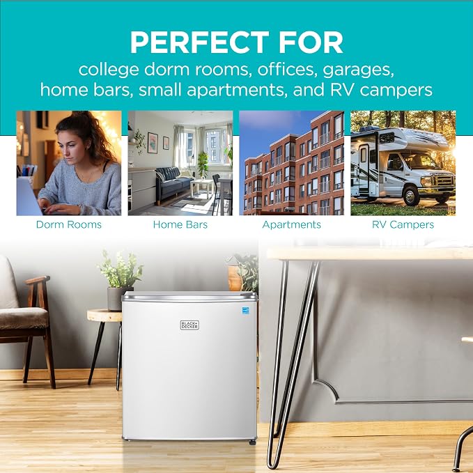 BLACK+DECKER 1.7 Cu. Ft. Compact Refrigerator, ENERGY STAR Certified, Single - Image 7