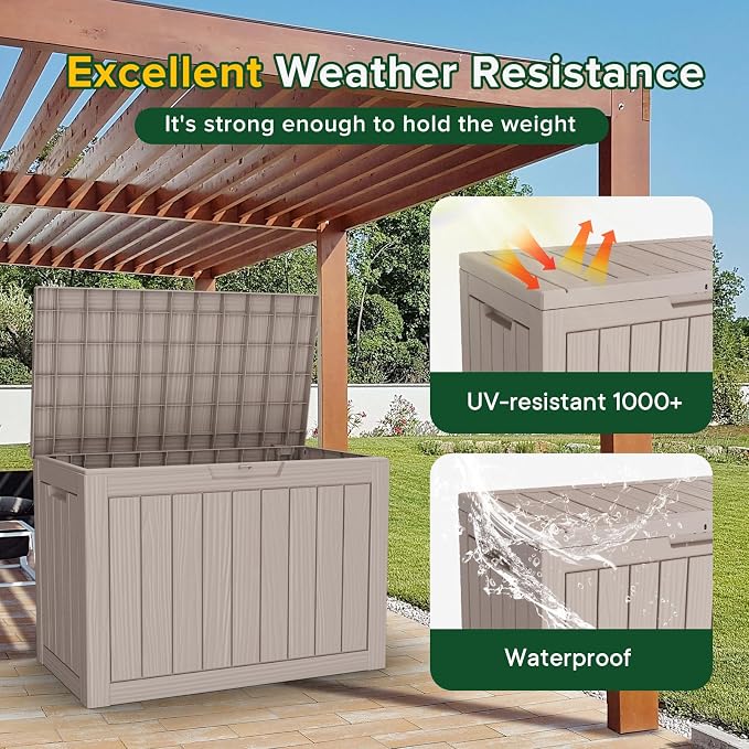 45 Gallon Resin Deck Box, Waterproof Outdoor Storage Box - Image 4