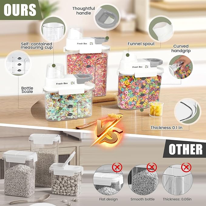 Cereal Storage Container 2Pack, 85oz/2.5L Airtight Food Storage Containers - Image 5