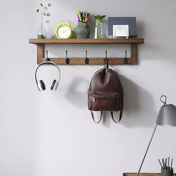 SMIBUY Coat Hooks with Shelf Wall-Mounted, 29.2 Inch Entryway Coat Rack - Image 3